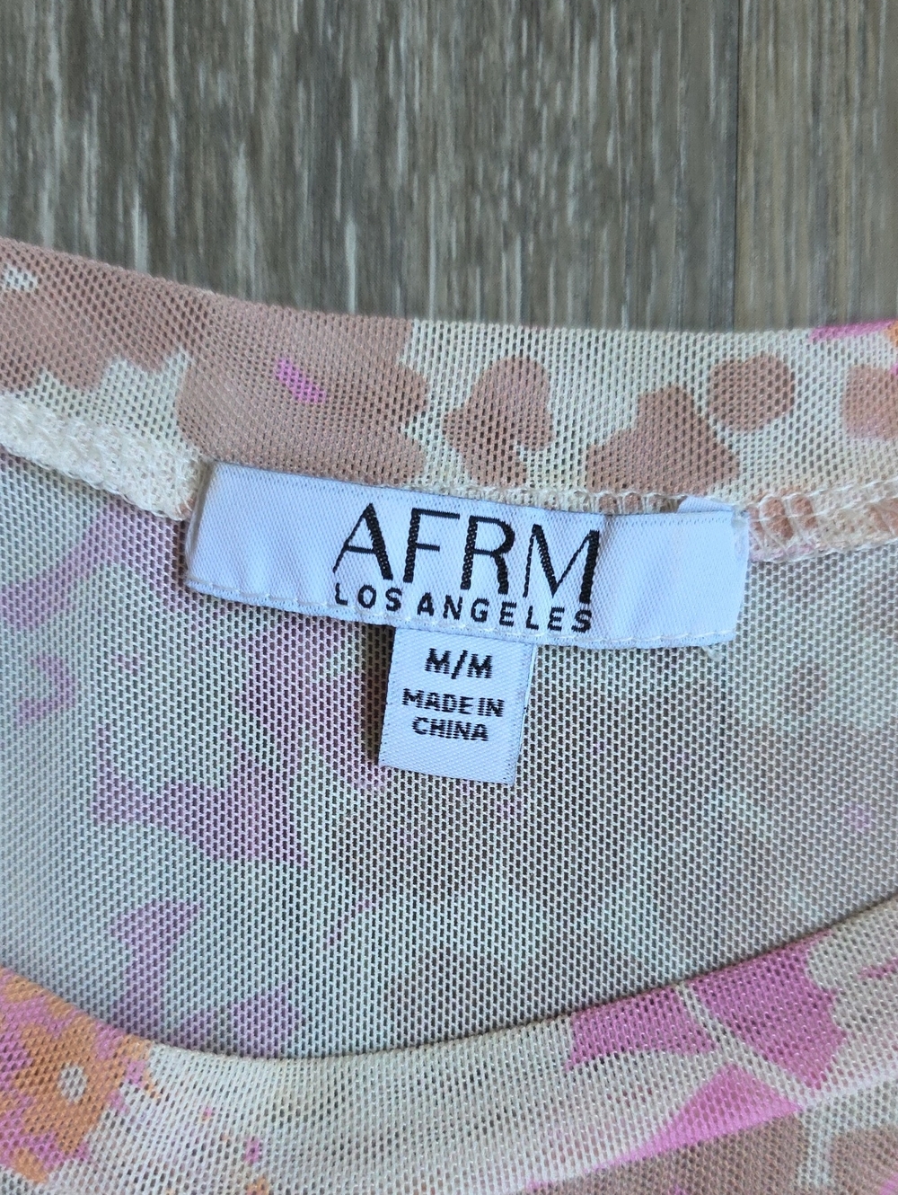 AFRM Sheer Mesh Long Sleeve Top in Pink and Peach - Picture 2 of 16